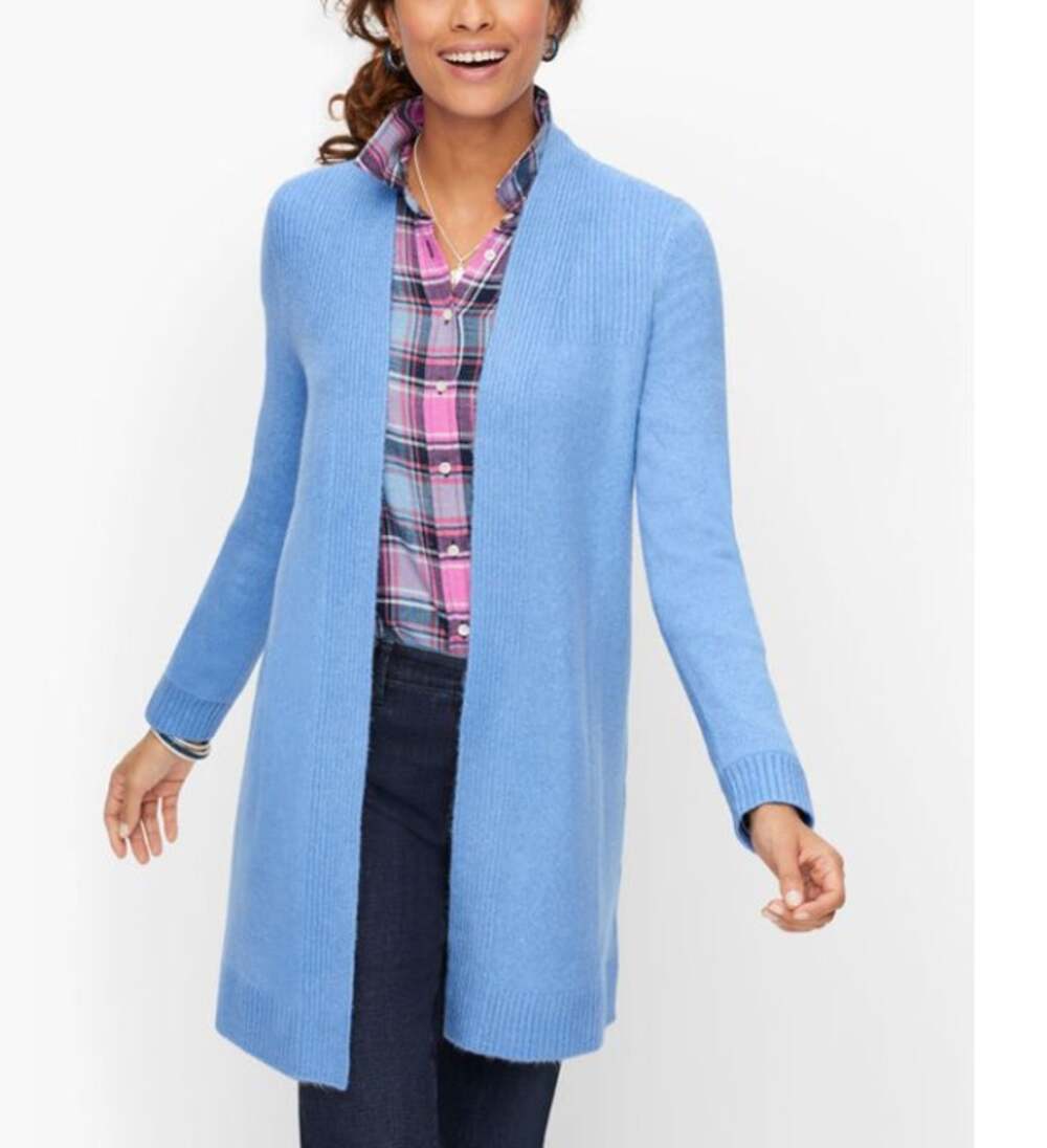 TALBOTS Blue Open Front Long Cardigan Sweater Small